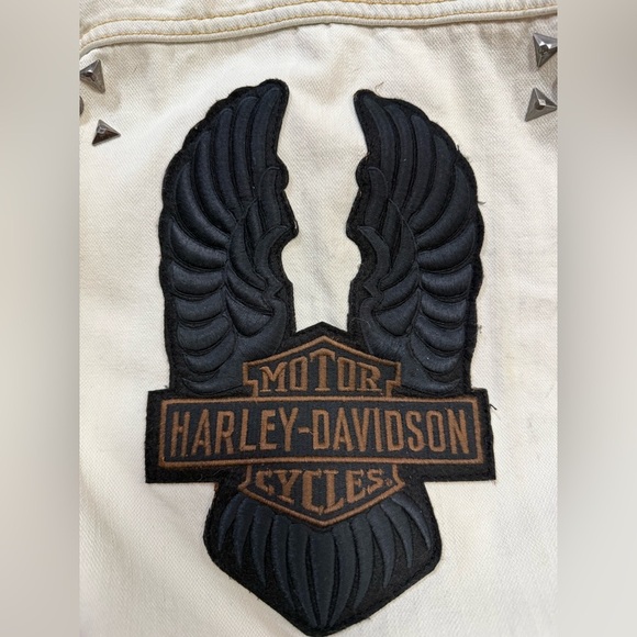 Harley-Davidson® Women's Leather Sleeve Denim Casual Moto Jacket size XL - Picture 11 of 11